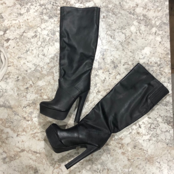 over the knee stiletto leather boots